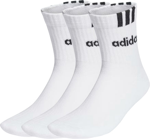 adidas Chaussettes mi-mollet coussinées 3 paires 3-Stripes Linear - Unisexe