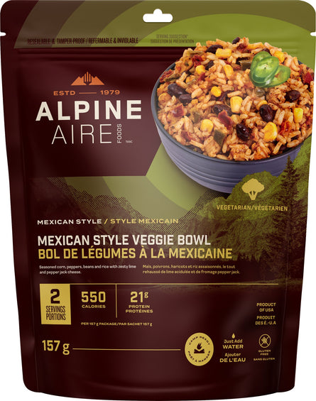 AlpineAire Foods Bol de légumes à la mexicaine avec riz et haricots