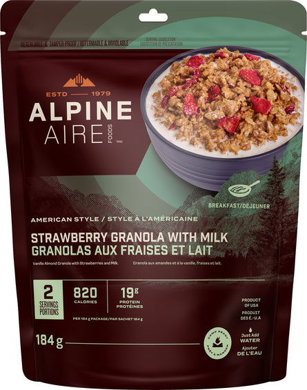 AlpineAire Foods Granolas aux fraises et lait
