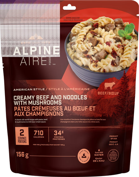 AlpineAire Foods Pâtes crémeuses au Bœuf et aux champignons