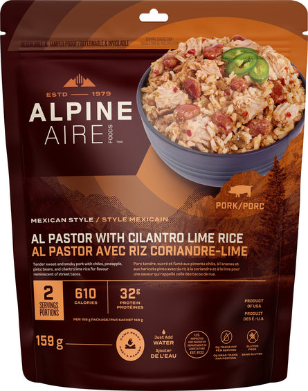 AlpineAire Foods Al Pastor avec riz à la coriandre et au citron vert