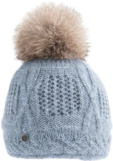 Canadian Hat Tuque en angora avec pompon en fourrure recyclée Vale-P - Femme