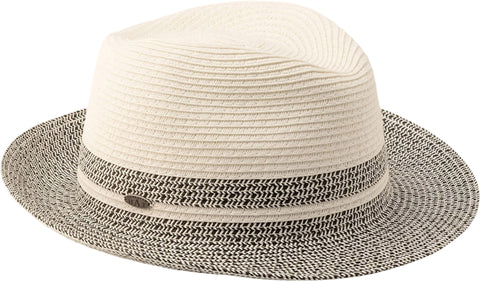 Canadian Hat Fedora court bicolore avec detail de paille Fulvio - Unisexe