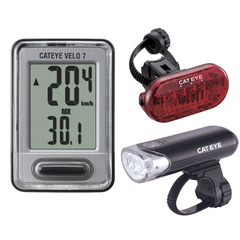CatEye Ensemble lumières et cyclomètre GS-12