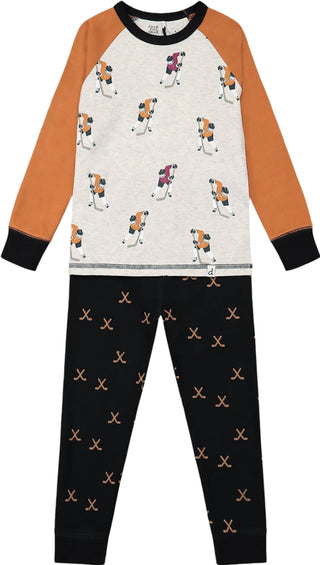 Deux par Deux Pyjama deux pièces en coton biologique avec imprimé de joueurs de hockey - Petit Garçon