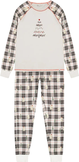 Deux par Deux Pyjama de Noël familial deux pièces en coton biologique avec imprimé ours polaire - Femme