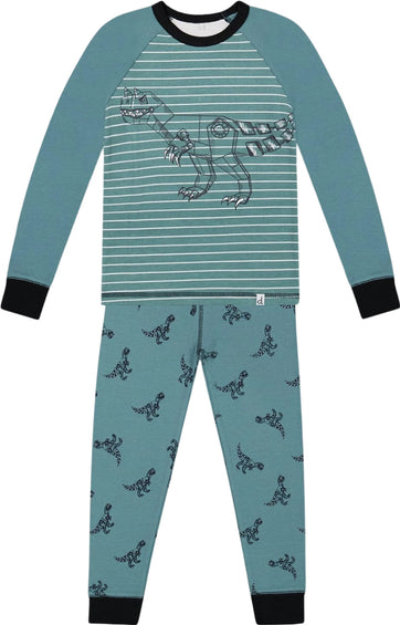 Deux par Deux Ensemble pyjama deux-pièces à manches longues imprimé de dino en coton biologique - Petit Garçon