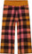 Deux par Deux Pantalon 7/8 à jambe large à carreaux - Petite fille - Plaid Magenta - Brown