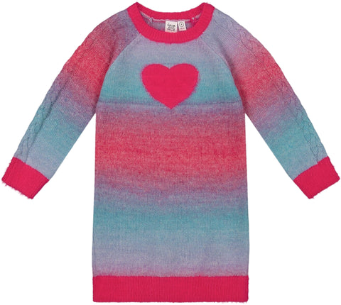 Deux par Deux Robe en tricot dégradé avec coeur - Petite fille