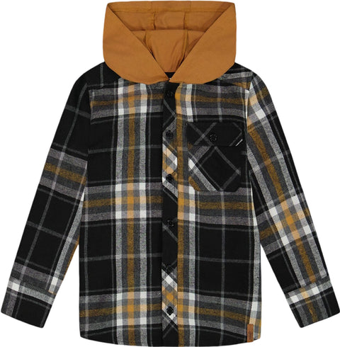 Deux par Deux Chemise boutonnée en flanelle avec capuchon à carreaux - Petit enfant