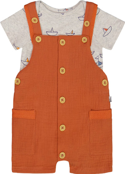 Deux par Deux Ensemble cache-couche en coton biologique et salopette courte - Bébé Garçon