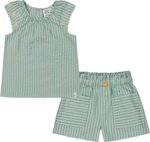 Deux par Deux Ensemble chemisier et short en chambray - Petite fille