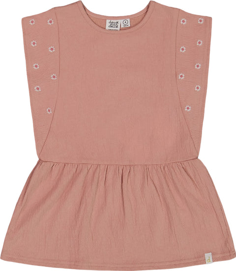 Deux par Deux Tunique en jersey froissé en coton biologique avec broderie - Petite fille