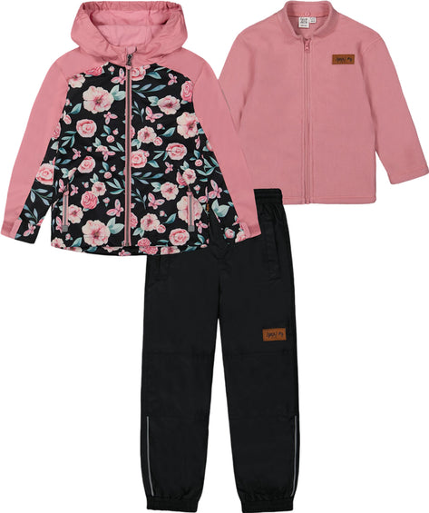 Deux par Deux Ensemble de mi-saison deux pièces 3-en-1 avec manteau à glissière protégée - Bébé fille