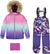 Deux par Deux Habit de neige deux pièces Play Noir Retro Flower - Petite fille - Purple Mountain Print