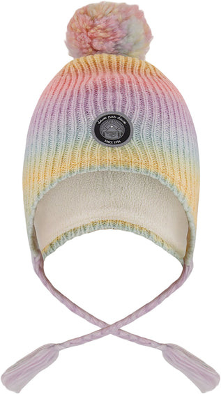 Deux par Deux Tuque péruvien en tricot doublé à pompon Multicolore - Petite fille