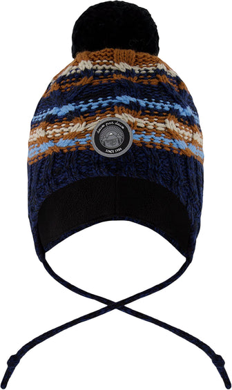 Deux par Deux Tuque péruvien d’hiver en tricot doublé avec pompon Taupe - Petit garçon