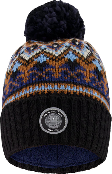 Deux par Deux Tuque d’hiver en tricot doublé avec pompon Taupe - Petit garçon