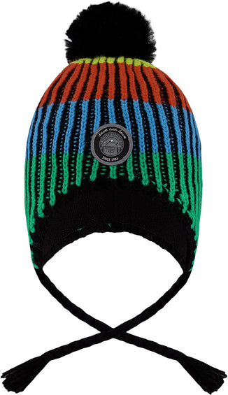 Deux par Deux Tuque péruvien d’hiver en tricot doublé avec pompon Multicolore - Petit garçon
