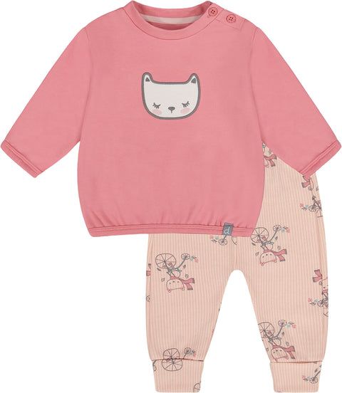 Deux par Deux Ensemble pantalon avec haut en coton biologique - Bébé fille