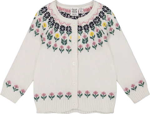 Deux par Deux Cardigan en tricot jacquard à motif floral - Bébé fille
