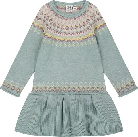 Deux par Deux Robe pull jacquard à jupe côtelée - Bébé fille