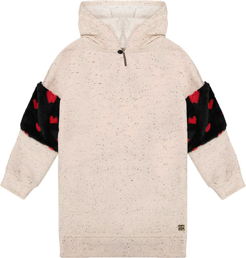 Deux par Deux Robe à capuchon en éponge française scintillant avec sacoche en cœur - Grande fille