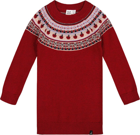 Deux par Deux Robe en tricot avec empiècement jacquard de pommes - Grande fille