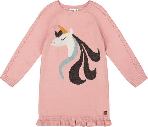 Deux par Deux Robe en tricot avec intarsia de licorne - Petite fille