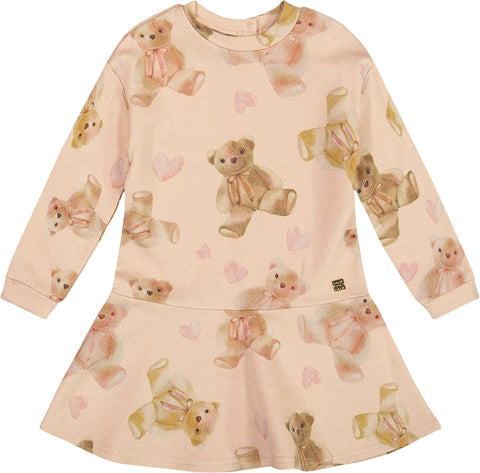 Deux par Deux Robe en éponge française scintillante Teddy Bear - Petite fille