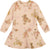 Deux par Deux Robe en éponge française scintillante Teddy Bear - Petite fille - Beige Teddy Bear Print