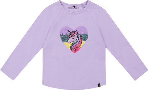 Deux par Deux T-shirt à manches longues en coton biologique Noir et Sequin Rainbow - Petite fille