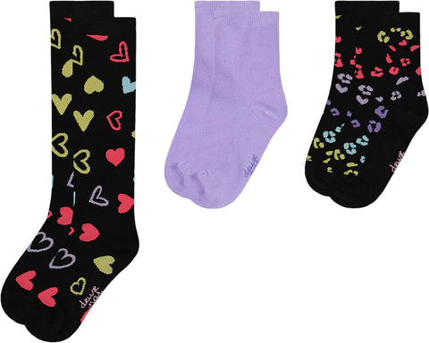 Deux par Deux Chaussettes en tricot paquet de 3 Noir et Multicolore - Petite fille