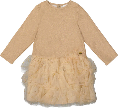 Deux par Deux Robe de fête à jupe en tulle scintillante - Petite fille