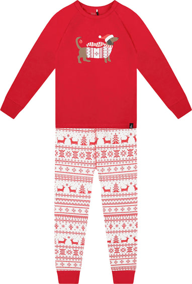 Deux par Deux Pyjama deux pièces rouge et blanc à motif fairisle en coton biologique - Petit enfant