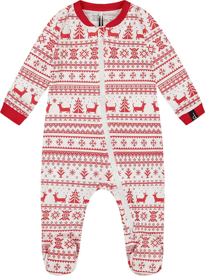Deux par Deux Pyjama une pièce rouge et blanc à motif fairisle en coton biologique - Bébé