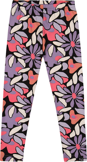 Deux par Deux Legging en jersey extensible Noir Retro Flower - Grande fille