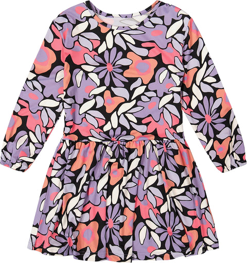 Deux par Deux Robe en jersey Noir Retro Flower - Petite fille