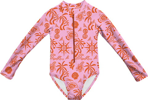 Headster Kids Maillot de bain une pièce à manches longues Blush Tides - Enfant