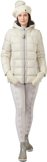 Harricana Béret à chevrons avec pompon en fourrure recyclée - Femme