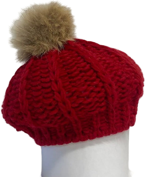 Harricana Béret épais avec pompon en fourrure recyclée - Femme