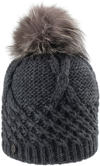 Harricana Tuque à torsadé épais avec pompon en fourrure recyclée