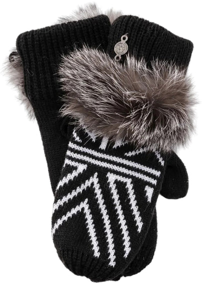 Harricana Mitaines en jacquard avec fourrure recyclée Mya - Femme