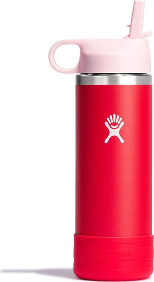 Hydro Flask Bouteille à large goulot avec bouchon à paille et manchon de protection 530mL - Enfant