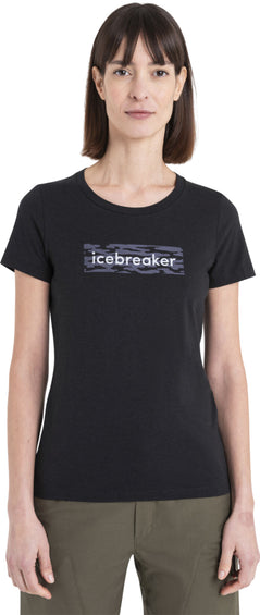 icebreaker T-shirt à manches courtes en mélange de mérinos Glacial Flow Logo Central Classic - Femme