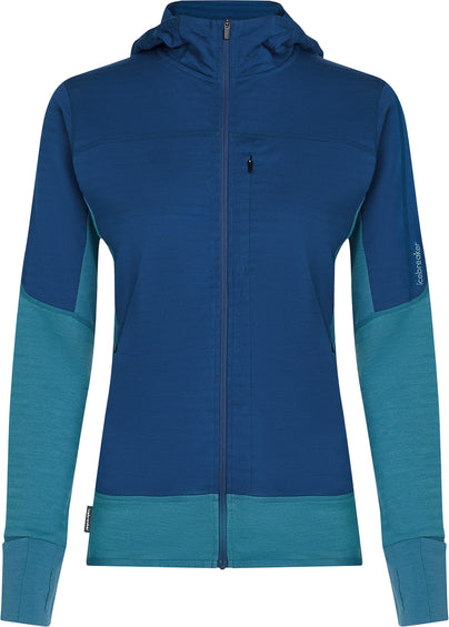 icebreaker Chandail à capuchon zippé à manches longues en mélange de mérinos 300 RealFleece Descender - Femme