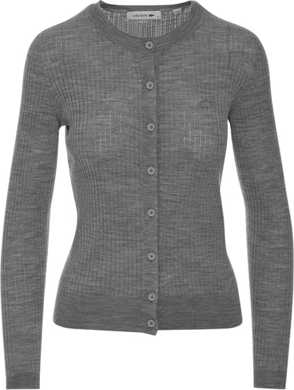 Lacoste Cardigan en tricot 3D de laine mérinos - Femme