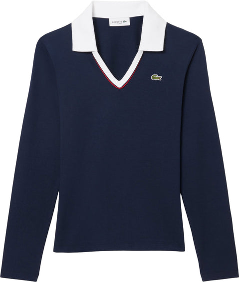 Lacoste Polo à manches longues ajusté avec détail de garniture - Femme