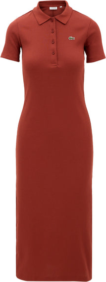 Lacoste Robe polo en coton côtelé longue - Femme