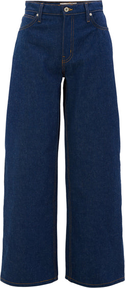 Naked & Famous Jean Wide Wild West - 2x1 Dungaree Nep Denim - Mid Indigo - Femme